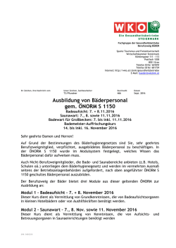 Ausbildung von Bäderpersonal gem. ÖNORM S 1150