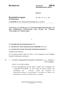 Bundesrat 358/16 Empfehlungen