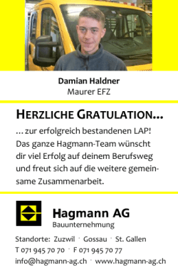 Erfolgreich bestandene LAP: Wir gratulieren Damian - hagmann-ag