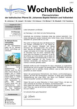 Aktuelle Pfarrnachrichten - Kath. Kirchengemeinde St. Johannes