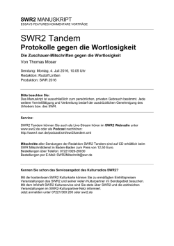 Protokolle gegen die Wortlosigkeit