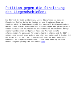 Petition gegen die Streichung des Liegendschießens