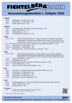 Jahres&uuml;bersicht Veranstaltungen 2016