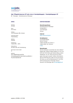 dipl. Pflegefachperson HF oder eine/n Sozialp&auml;dagogin