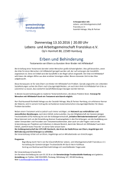 Flyer Vortrag am 13.10.16 in Hamburg Erben und Behinderung