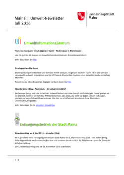 Mainz | Umwelt-Newsletter Juli 2016