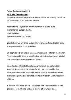 Rede von Bürgermeister Kessler anlässlich der Beendigung