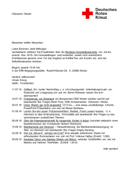 Programm 2. Halbjahr 2016 - DRK Ortsverein Wedel e.V.