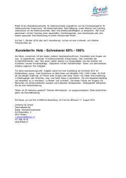 Kursleiter/in Holz - Schreinerei 60% - 100%