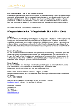 Pflegeassistentin PA / Pflegehelferin SRK 80%