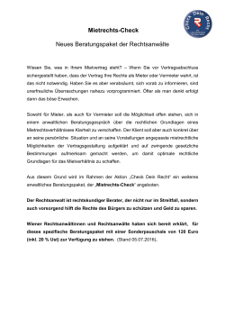 Mietrechts-Check Neues Beratungspaket der Rechtsanwälte