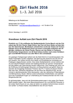 Grandioser Auftakt zum Z&uuml;ri F&auml;scht 2016
