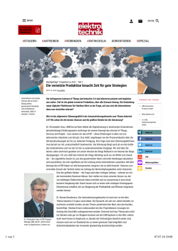 Die vernetzte Produktion braucht Zeit f&uuml;r gute Strategien