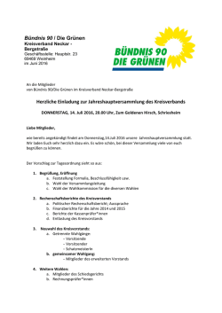 Herzliche Einladung zur Jahreshauptversammlung des