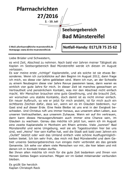 Pfarrnachrichten 27/2016 Bad Münstereifel