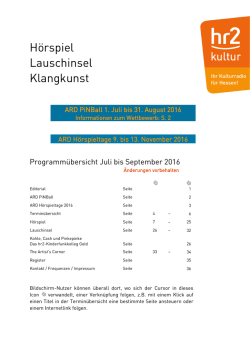 Hörspielinformation 3. Quartal 2016