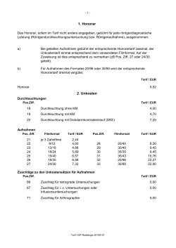 Tarif Radiologie Gruppenpraxen 01.01.2015