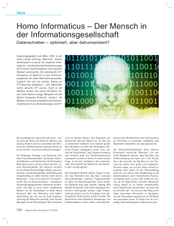 Homo Informaticus – Der Mensch in der Informationsgesellschaft
