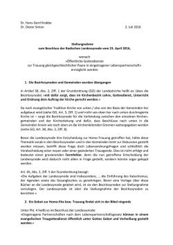 Dr. Hans-Gerd Krabbe Dr. Dieter Simon 3. Juli 2016 Stellungnahme