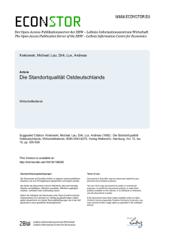 Die Standortqualit&auml;t Ostdeutschlands
