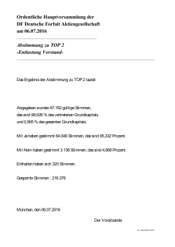 Entlastung Vorstand - DF Deutsche Forfait AG
