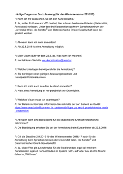 H&auml;ufige Fragen zur Erstzulassung (f&uuml;r das Wintersemester 2016/17