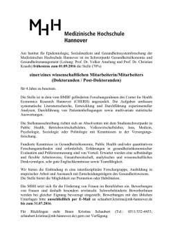 einer/eines wissenschaftlichen Mitarbeiterin/Mitarbeiters