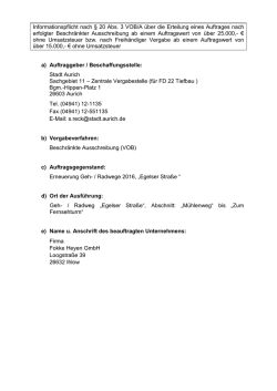 Informationspflicht nach &sect; 20 Abs. 3 VOB/A &uuml;ber die Erteilung eines
