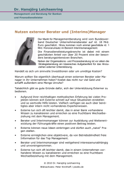 Dr. Hansj&ouml;rg Leichsenring Nutzen externer Berater und (Interims