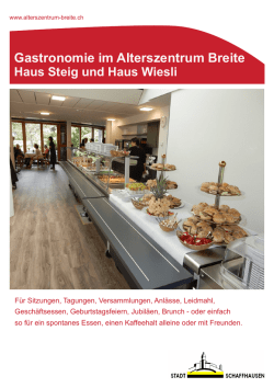 Flyer Gastronomie im Alterszentrum Breite