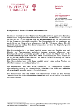 Hinweise zur Remonstration - 1. Klausur