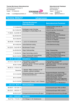 Jahresplan 2016/2017 - Sekundarschule Weinfelden