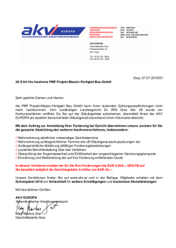 Graz, 07.07.2016/DI 26 S 84/16x Insolvenz PMF Projekt