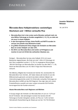 IR Release: Mercedes-Benz Halbjahresbilanz