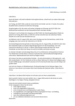 Schreiben der Schulleitung zum Jahresabschluss und Abschied