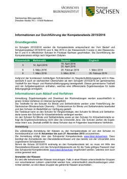 Informationen zur Durchf&uuml;hrung der Kompetenztests