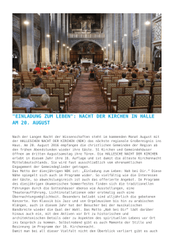 "Einladung zum Leben": Nacht der Kirchen in Halle