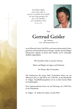 Gertrud Geisler - Bestattung Lesiak