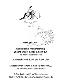 www.jmkl.de Musikalische Früherziehung Jugend Musik Kolleg