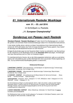 61. Internationale Rasteder Musiktage Sonderzug von Passau nach