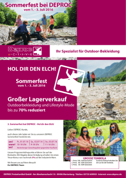 Gro&szlig;er Lagerverkauf Sommerfest bei DEPROC