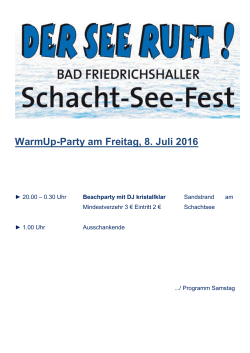 WarmUp-Party am Freitag, 8. Juli 2016
