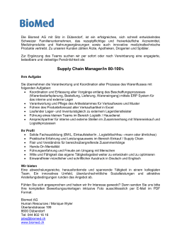 Supply Chain Manager/in 80-100%