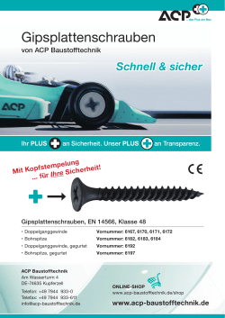 Gipsplattenschrauben - ACP Baustofftechnik