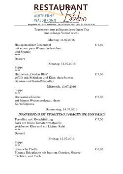 DONNERSTAG IST VEGGIETAG !! FRAGEN SIE UNS DAZU!!