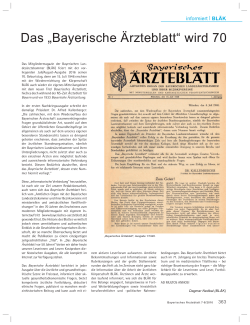 Das „Bayerische Ärzteblatt“ wird 70