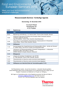 Wasseranalytik-Seminar: Vorläufige Agenda
