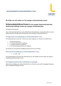 Infoblatt f&uuml;r Bewerbung als Schienenbahnfahrer/in