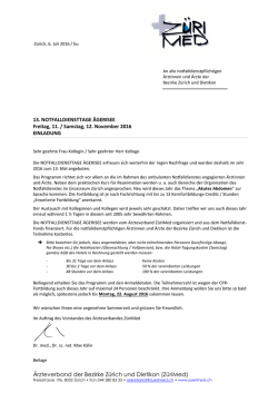 Einladung - &Auml;rzteverband der Bezirke Z&uuml;rich und Dietikon