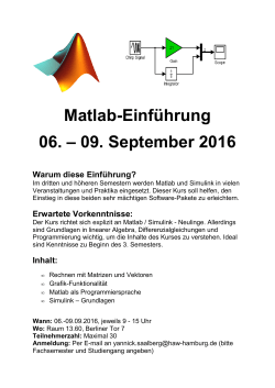 Matlab 06. – 09. Matlab-Einführung . September